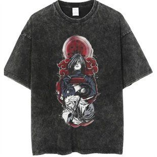 Футболка оверсайз с принтом из аниме Наруто, универсальная, хлопок Washed Cotton, размер XXXL (FNAR 0024G-XXXL)