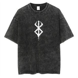 Футболка оверсайз с принтом из аниме Берсерк, универсальная, хлопок Washed Cotton, размер XXXL (FBRK 0004G-XXXL)