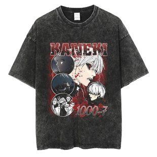 Футболка оверсайз с принтом из аниме Токийский Гуль, универсальная, хлопок Washed Cotton, размер XXXL (FTG 0008G-XXXL)
