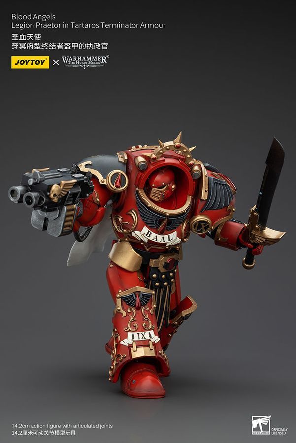 Фігурка з гри Warhammer 40k, Претор Легіону Кривавих Ангелів у термінаторських обладунках Тартароса, JOYTOY, рухома, 14,2 см (WHR 0102)