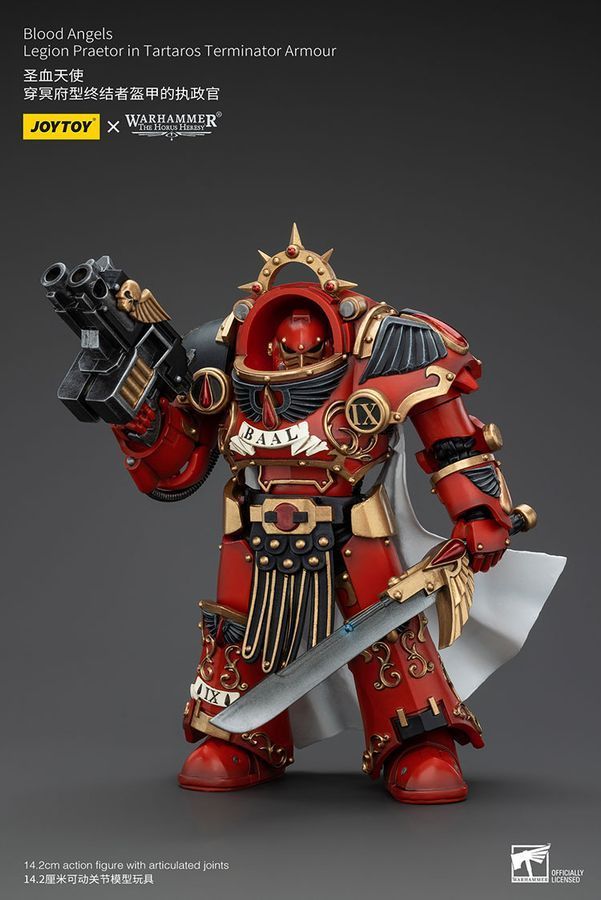 Фігурка з гри Warhammer 40k, Претор Легіону Кривавих Ангелів у термінаторських обладунках Тартароса, JOYTOY, рухома, 14,2 см (WHR 0102)
