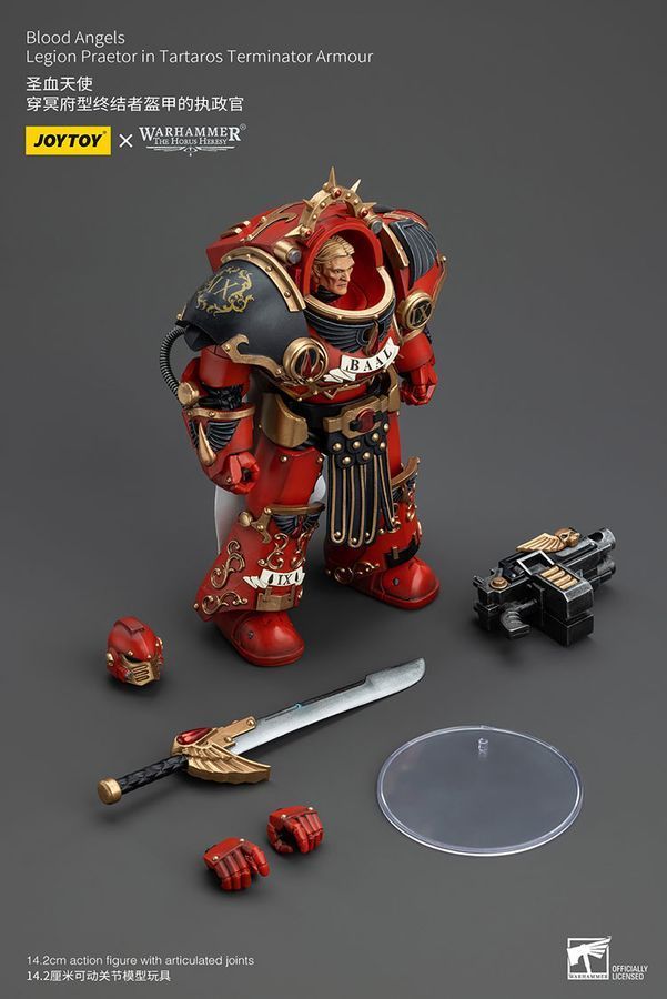 Фігурка з гри Warhammer 40k, Претор Легіону Кривавих Ангелів у термінаторських обладунках Тартароса, JOYTOY, рухома, 14,2 см (WHR 0102)