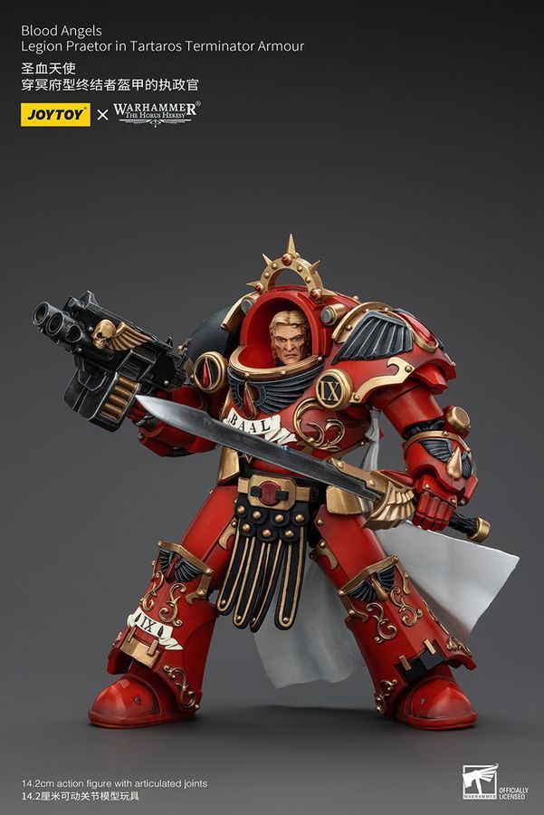 Фігурка з гри Warhammer 40k, Претор Легіону Кривавих Ангелів у термінаторських обладунках Тартароса, JOYTOY, рухома, 14,2 см (WHR 0102)