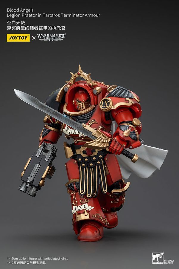 Фігурка з гри Warhammer 40k, Претор Легіону Кривавих Ангелів у термінаторських обладунках Тартароса, JOYTOY, рухома, 14,2 см (WHR 0102)