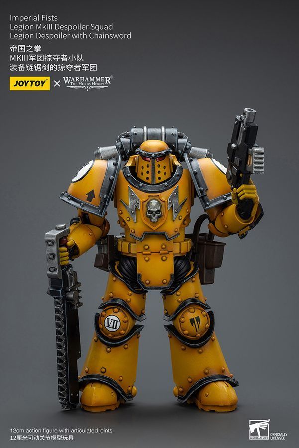 Фигурка из игры Warhammer 40k, Имперские Кулаки, Разоритель Легиона с цепным мечом, JOYTOY, подвижная, 12,5 см (WHR 0013)
