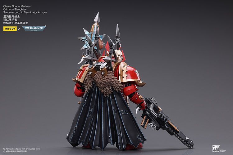 Фигурка из игры Warhammer 40k, Космодесантники Хаоса Багровая Резня Лорд-Чародей в терминаторских доспехах, JOYTOY, подвижная, 13,4 см (WHR 0061)