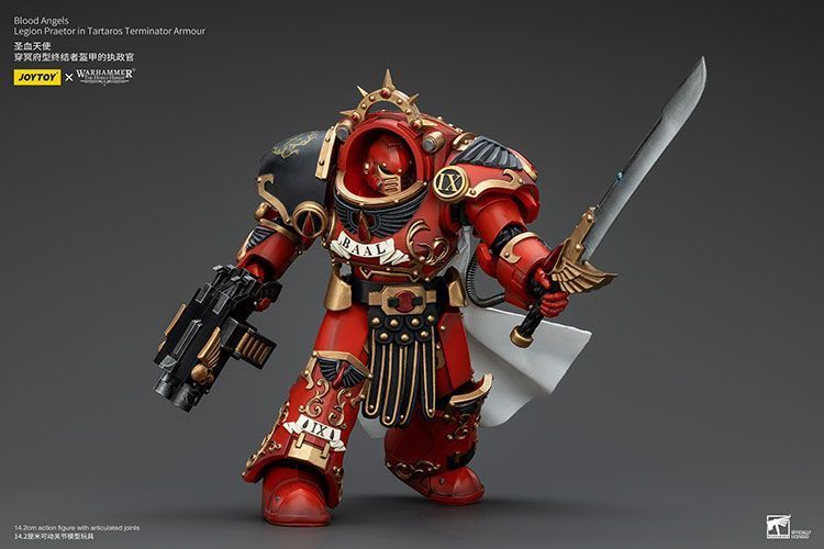 Фігурка з гри Warhammer 40k, Претор Легіону Кривавих Ангелів у термінаторських обладунках Тартароса, JOYTOY, рухома, 14,2 см (WHR 0102)