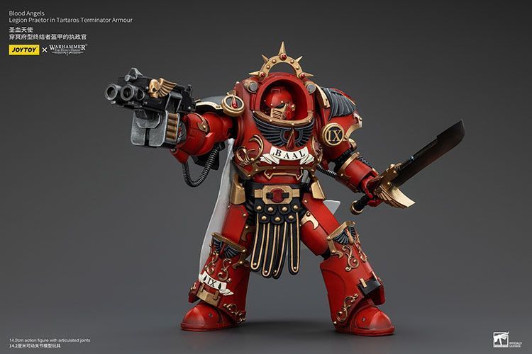Фігурка з гри Warhammer 40k, Претор Легіону Кривавих Ангелів у термінаторських обладунках Тартароса, JOYTOY, рухома, 14,2 см (WHR 0102)
