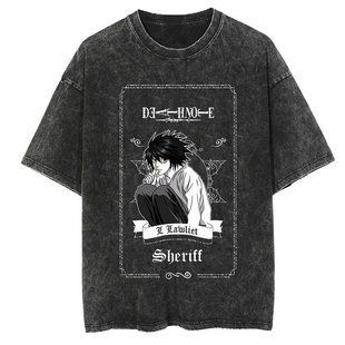 Футболка оверсайз с принтом из аниме Тетрадь Смерти, универсальная, хлопок Washed Cotton, размер S (FDNA 0031G-S)