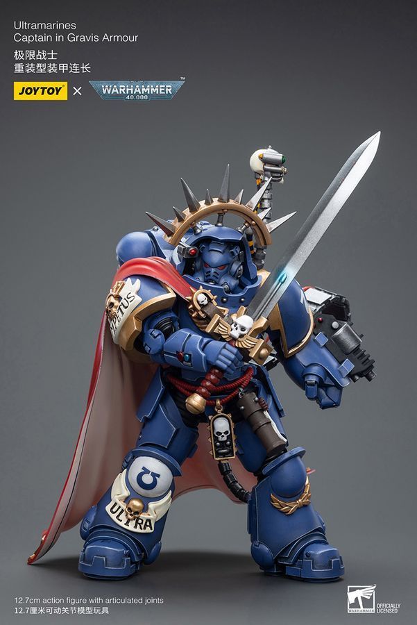 Фигурка из игры Warhammer 40k, Капитан Ультрамаринов в доспехах Гравис, JOYTOY, подвижная, 12,1 см (WHR 0023)