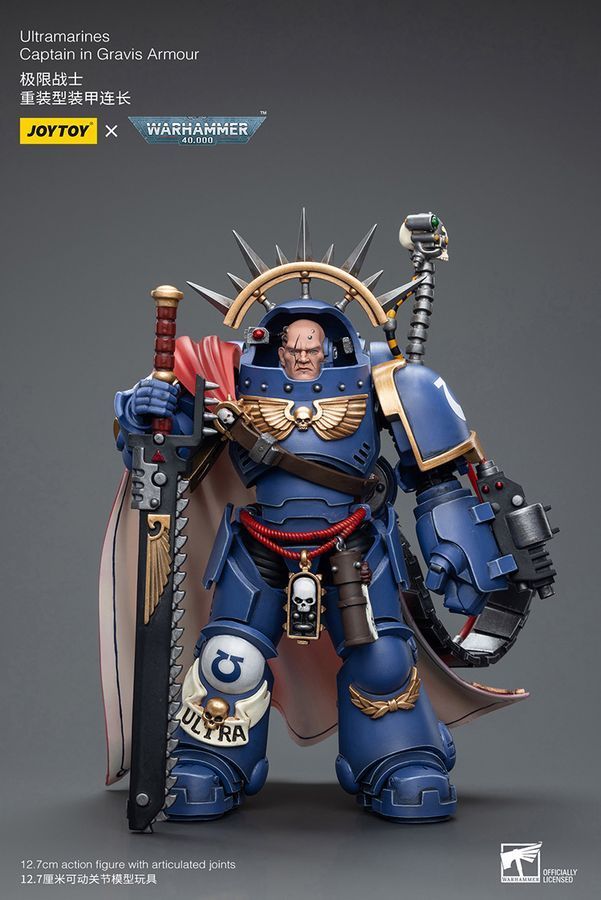 Фигурка из игры Warhammer 40k, Капитан Ультрамаринов в доспехах Гравис, JOYTOY, подвижная, 12,1 см (WHR 0023)
