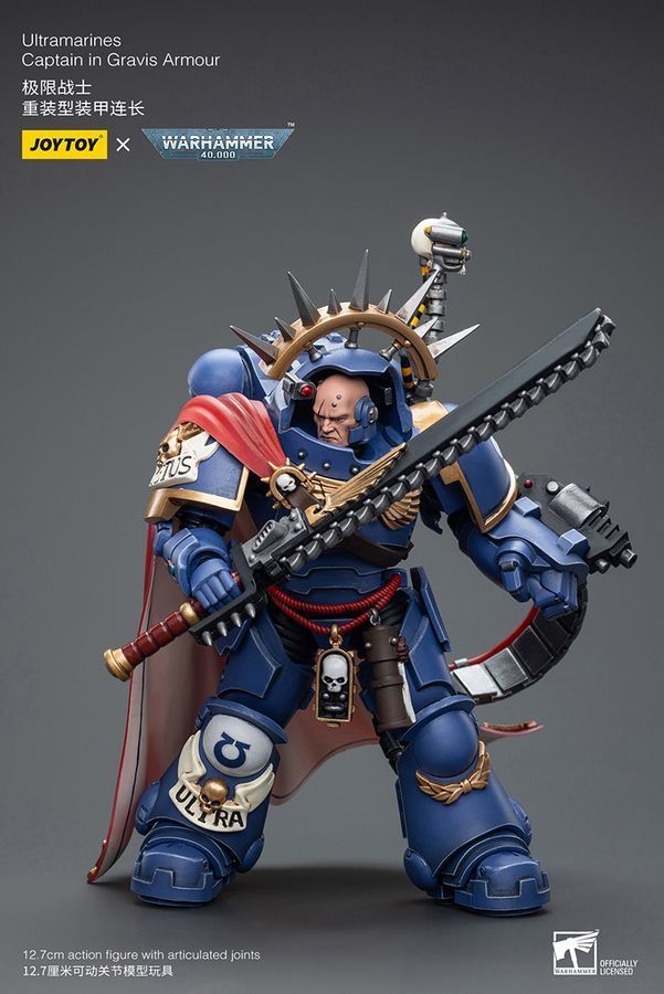 Фигурка из игры Warhammer 40k, Капитан Ультрамаринов в доспехах Гравис, JOYTOY, подвижная, 12,1 см (WHR 0023)