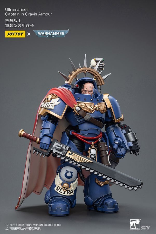 Фигурка из игры Warhammer 40k, Капитан Ультрамаринов в доспехах Гравис, JOYTOY, подвижная, 12,1 см (WHR 0023)