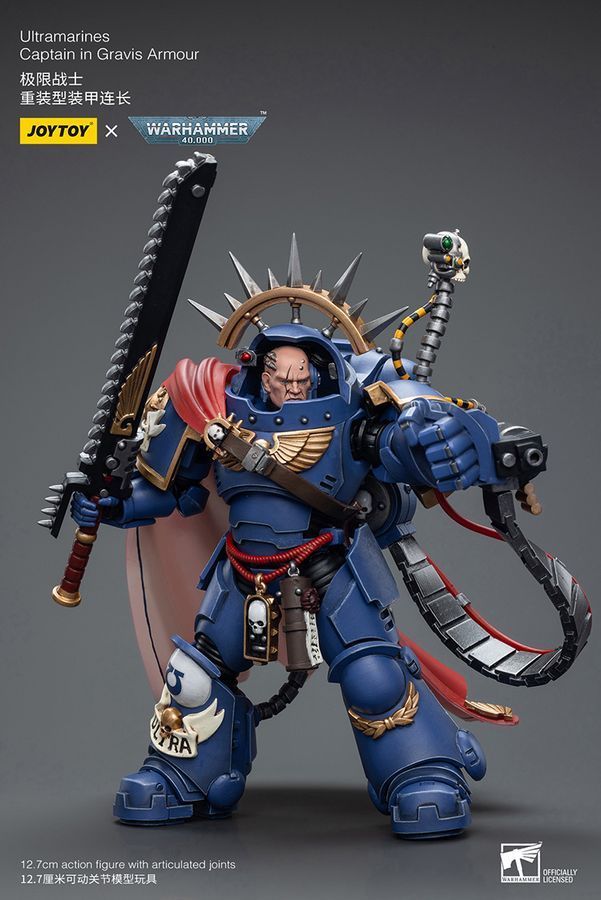 Фигурка из игры Warhammer 40k, Капитан Ультрамаринов в доспехах Гравис, JOYTOY, подвижная, 12,1 см (WHR 0023)