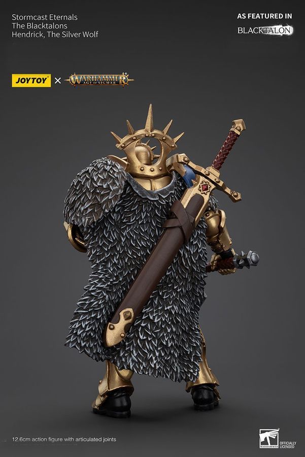 Фігурка з гри Warhammer Age of Sigmar, Вічні Штормкасти Чорні Пазурі Хендрік Срібний Вовк, JOYTOY, рухома, 12,6 см (WHR 0217)