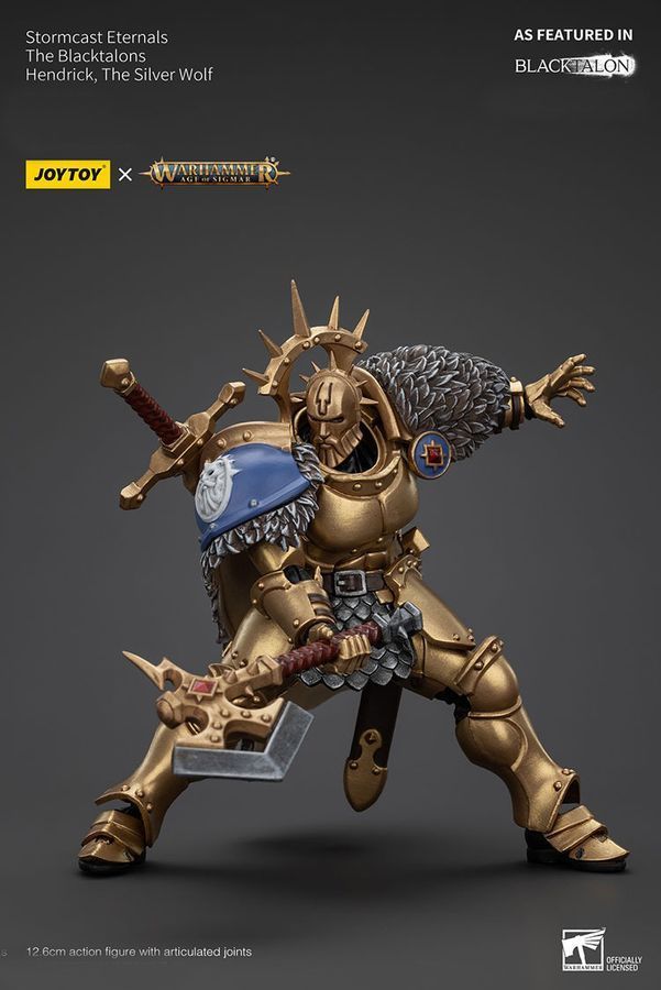 Фігурка з гри Warhammer Age of Sigmar, Вічні Штормкасти Чорні Пазурі Хендрік Срібний Вовк, JOYTOY, рухома, 12,6 см (WHR 0217)