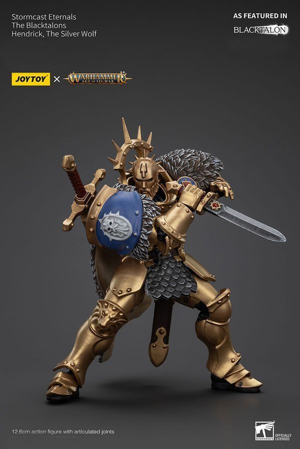 Фігурка з гри Warhammer Age of Sigmar, Вічні Штормкасти Чорні Пазурі Хендрік Срібний Вовк, JOYTOY, рухома, 12,6 см (WHR 0217)