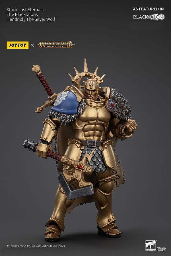 Фігурка з гри Warhammer Age of Sigmar, Вічні Штормкасти Чорні Пазурі Хендрік Срібний Вовк, JOYTOY, рухома, 12,6 см (WHR 0217)