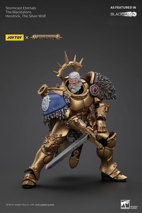 Фігурка з гри Warhammer Age of Sigmar, Вічні Штормкасти Чорні Пазурі Хендрік Срібний Вовк, JOYTOY, рухома, 12,6 см (WHR 0217)