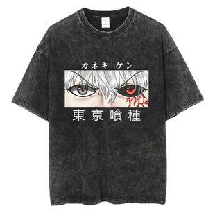 Футболка оверсайз с принтом из аниме Токийский Гуль, универсальная, хлопок Washed Cotton, размер S (FTG 0019G-S)