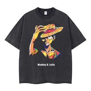 Футболка оверсайз с принтом из аниме Ван Пис, универсальная, хлопок Washed Cotton, размер S (FOP 0020G-S)