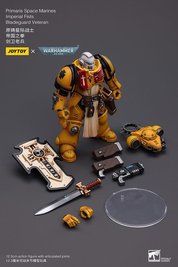 Фигурка из игры Warhammer 40k, Ветеран клинковой стражи Имперских Кулаков, JOYTOY, подвижная, 12,3 см (WHR 0024)