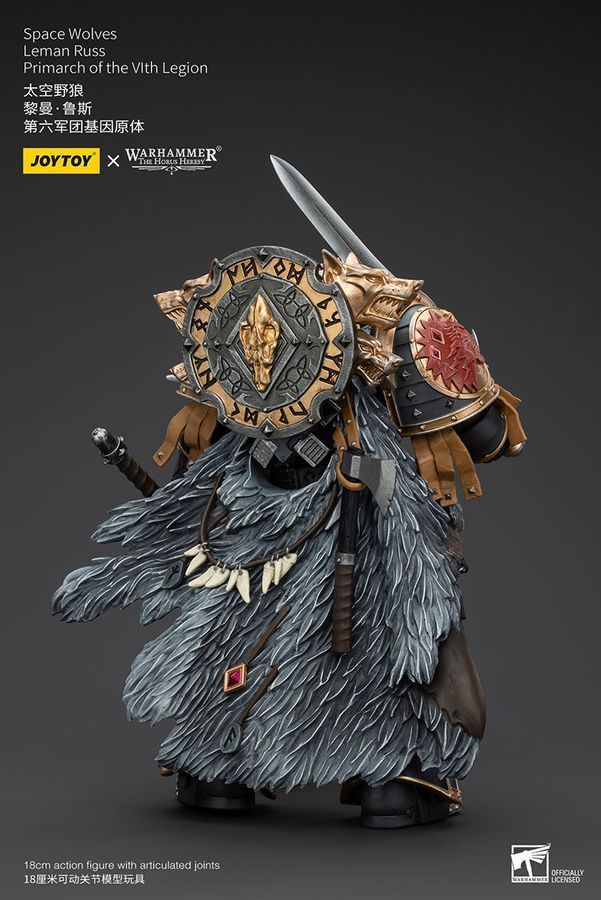 Фигурка из игры Warhammer 40k, Космические Волки Леман Русс Примарх VI легиона, JOYTOY, подвижная, 18 см (WHR 0066)