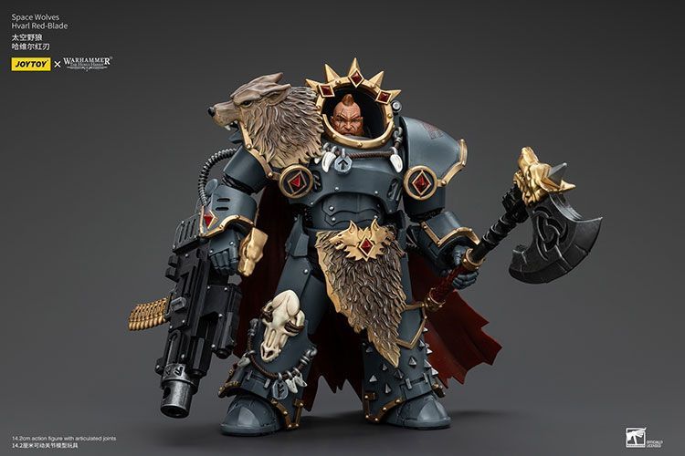 Фигурка из игры Warhammer 40k, Космические Волки Хварл Красный Клинок, JOYTOY, подвижная, 14,2 см (WHR 0113)