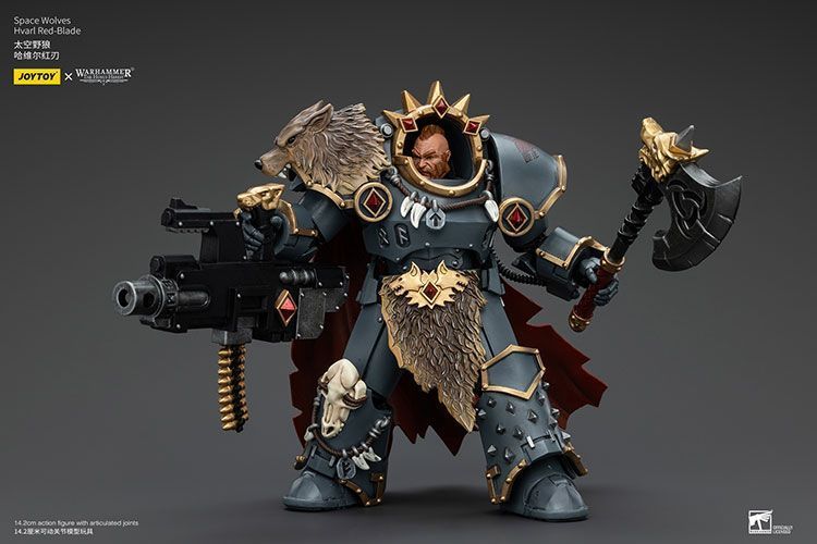 Фигурка из игры Warhammer 40k, Космические Волки Хварл Красный Клинок, JOYTOY, подвижная, 14,2 см (WHR 0113)