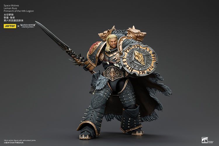 Фигурка из игры Warhammer 40k, Космические Волки Леман Русс Примарх VI легиона, JOYTOY, подвижная, 18 см (WHR 0066)