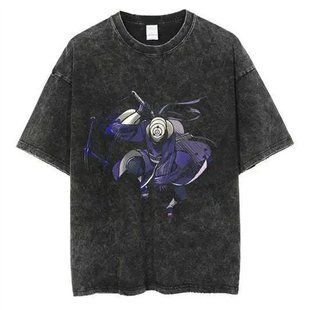 Футболка оверсайз с принтом из аниме Наруто, универсальная, хлопок Washed Cotton, размер XXXL (FNAR 0026G-XXXL)