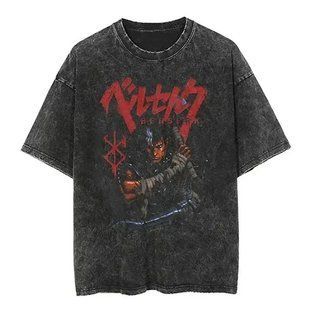Футболка оверсайз с принтом из аниме Берсерк, универсальная, хлопок Washed Cotton, размер XXXL (FBRK 0031G-XXXL)