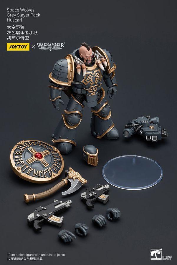 Фигурка из игры Warhammer 40k, Космические Волки Серый убийца Хускарл, JOYTOY, подвижная, 12 см (WHR 0114)