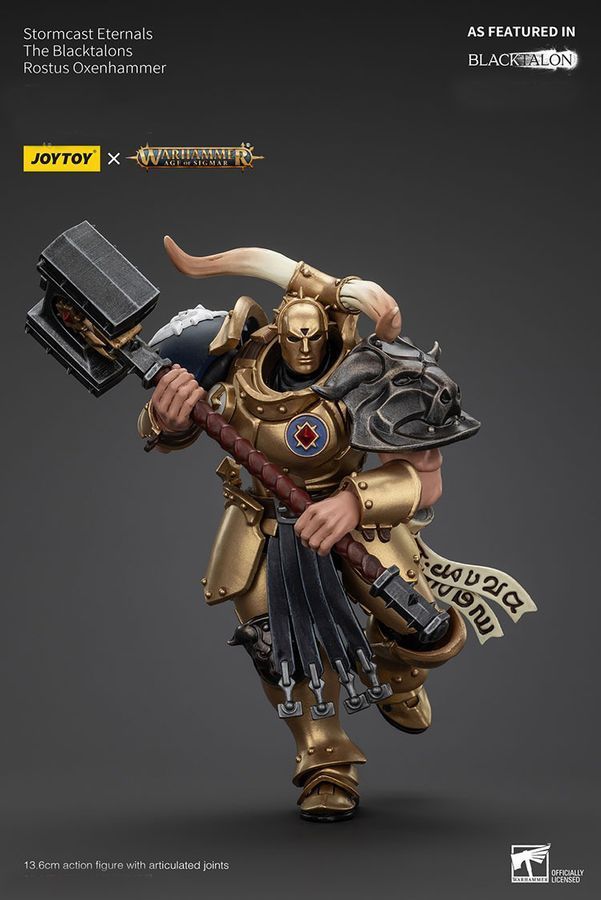 Фігурка з гри Warhammer Age of Sigmar, Вічні Штормкасти Чорні Кігті Ростус Оксенхаммер, JOYTOY, рухома, 13,6 см (WHR 0219)