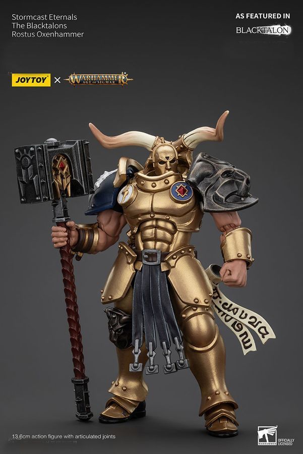 Фігурка з гри Warhammer Age of Sigmar, Вічні Штормкасти Чорні Кігті Ростус Оксенхаммер, JOYTOY, рухома, 13,6 см (WHR 0219)