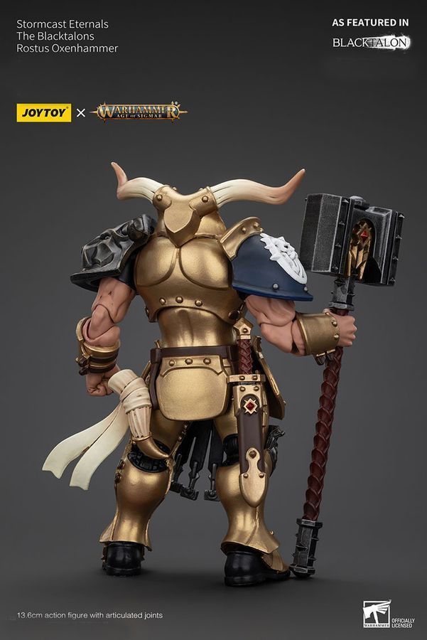 Фігурка з гри Warhammer Age of Sigmar, Вічні Штормкасти Чорні Кігті Ростус Оксенхаммер, JOYTOY, рухома, 13,6 см (WHR 0219)