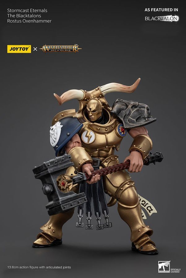 Фігурка з гри Warhammer Age of Sigmar, Вічні Штормкасти Чорні Кігті Ростус Оксенхаммер, JOYTOY, рухома, 13,6 см (WHR 0219)