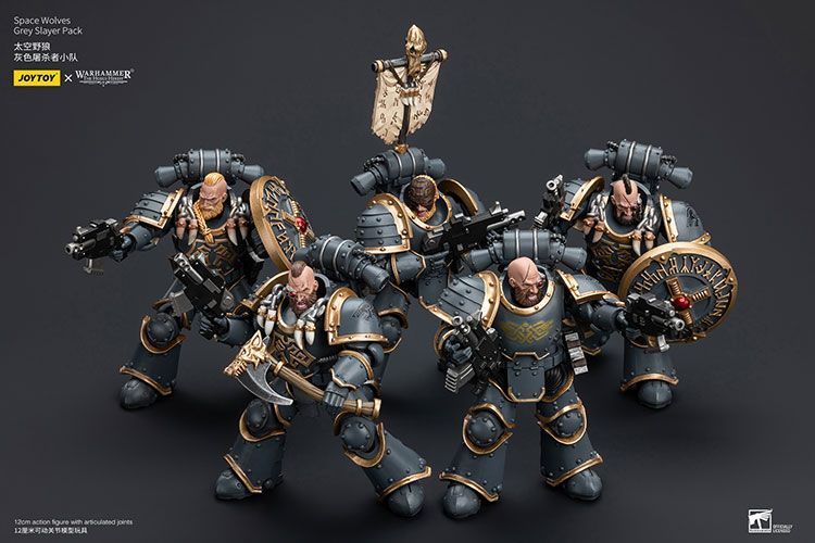 Фигурка из игры Warhammer 40k, Космические Волки Серый убийца Хускарл, JOYTOY, подвижная, 12 см (WHR 0114)