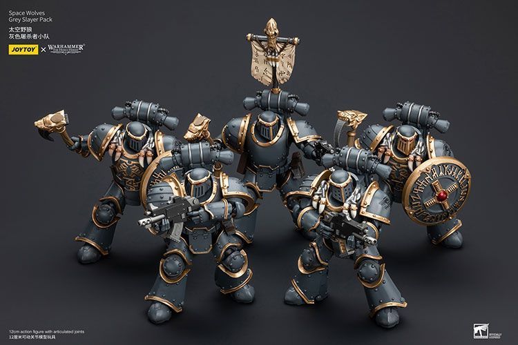 Фигурка из игры Warhammer 40k, Космические Волки Серый убийца Хускарл, JOYTOY, подвижная, 12 см (WHR 0114)