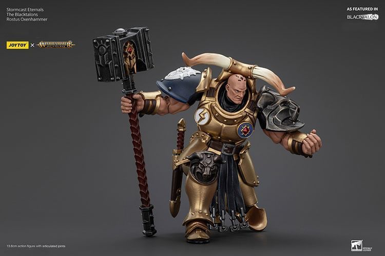 Фігурка з гри Warhammer Age of Sigmar, Вічні Штормкасти Чорні Кігті Ростус Оксенхаммер, JOYTOY, рухома, 13,6 см (WHR 0219)