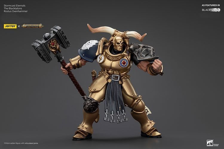 Фігурка з гри Warhammer Age of Sigmar, Вічні Штормкасти Чорні Кігті Ростус Оксенхаммер, JOYTOY, рухома, 13,6 см (WHR 0219)