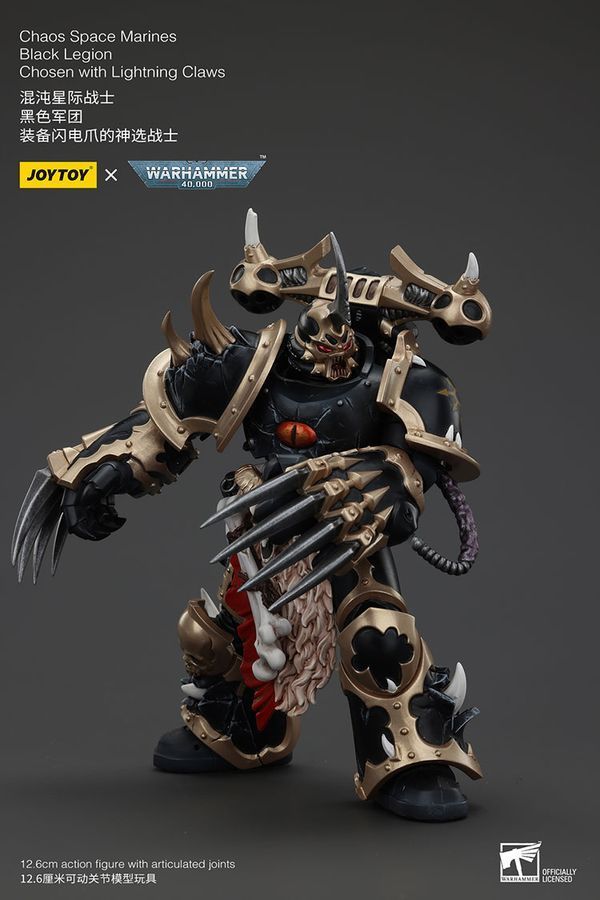 Фігурка з гри Warhammer 40k, Космодесантники Хаосу обраний Чорного Легіону з Кігтями Блискавок, JOYTOY, рухома, 12,6 см (WHR 0154)