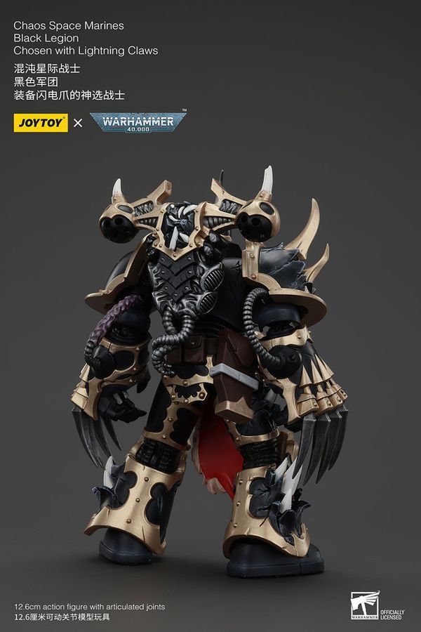 Фігурка з гри Warhammer 40k, Космодесантники Хаосу обраний Чорного Легіону з Кігтями Блискавок, JOYTOY, рухома, 12,6 см (WHR 0154)