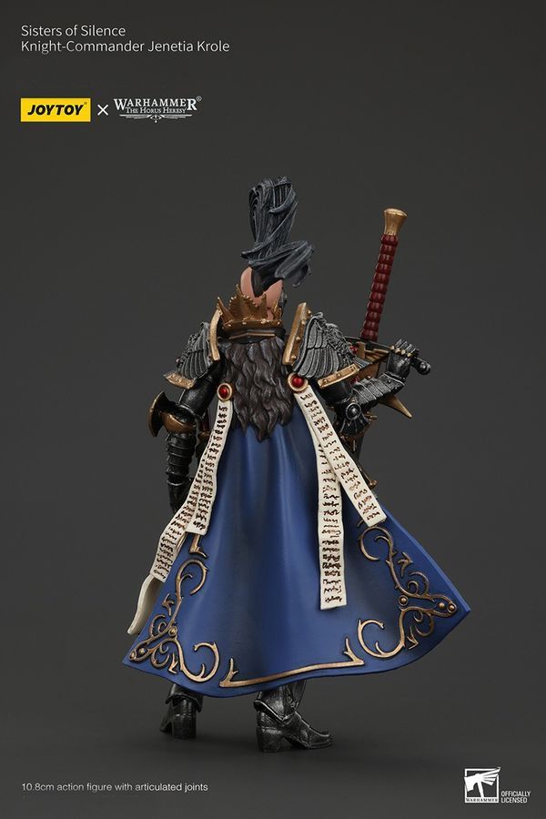 Фигурка из игры Warhammer 40k, Сестры Тишины, Арджент Линкс, Рыцарь-командир Дженетия Кроле, JOYTOY, подвижная, 10,8 см (WHR 0220)
