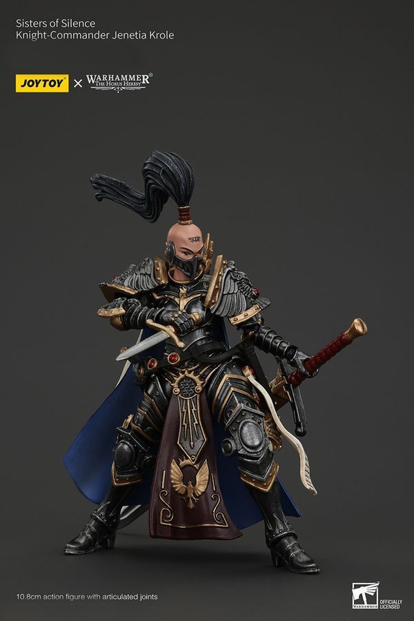 Фигурка из игры Warhammer 40k, Сестры Тишины, Арджент Линкс, Рыцарь-командир Дженетия Кроле, JOYTOY, подвижная, 10,8 см (WHR 0220)
