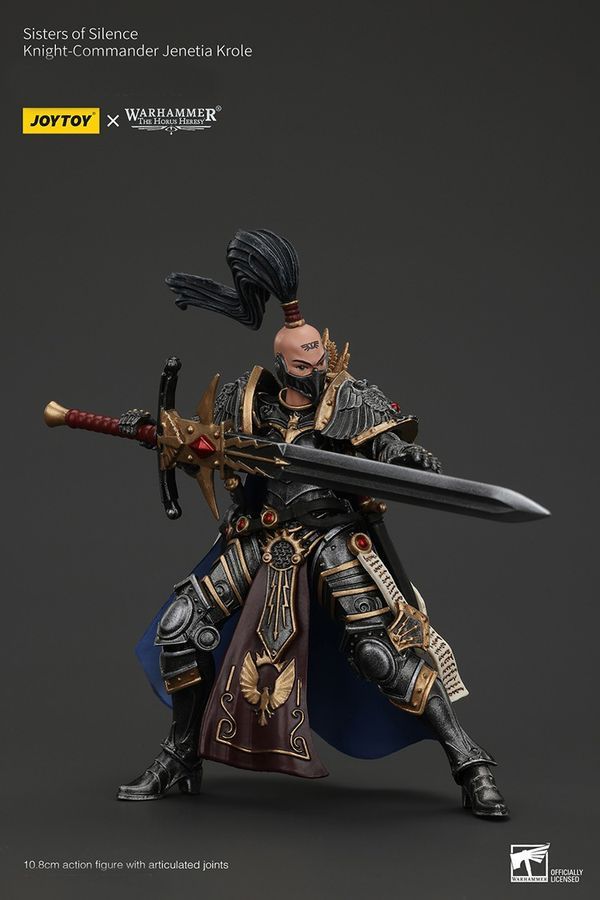 Фигурка из игры Warhammer 40k, Сестры Тишины, Арджент Линкс, Рыцарь-командир Дженетия Кроле, JOYTOY, подвижная, 10,8 см (WHR 0220)