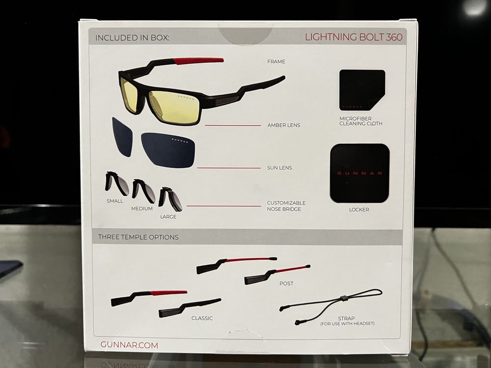 Компьютерные очки для геймеров Gunnar, Lightning Bolt 360, Onyx, Amber Sun (LI3-00101)