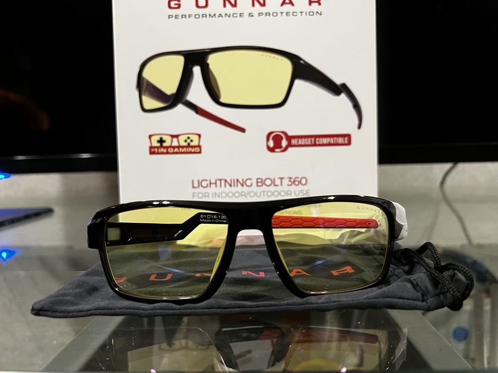 Компьютерные очки для геймеров Gunnar, Lightning Bolt 360, Onyx, Amber Sun (LI3-00101)