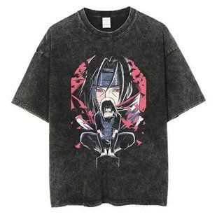 Футболка оверсайз с принтом из аниме Наруто, универсальная, хлопок Washed Cotton, размер XXXL (FNAR 0043G-XXXL)