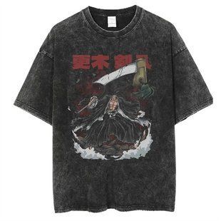 Футболка оверсайз з принтом з аніме Бліч, універсальна, бавовна Washed Cotton, розмір XXXL (FBLEA 0037G-XXXL)